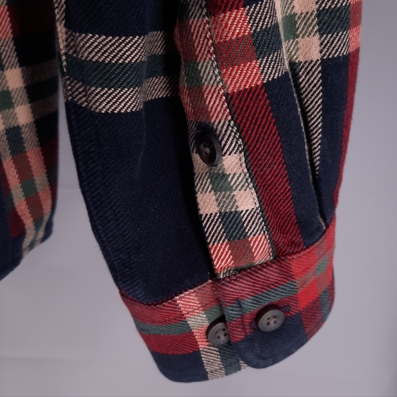 Eddie Bauer Heavy Flannel Plaid Shacket Men's Size Large Button Up Long Sleeve - Picture 8 of 10